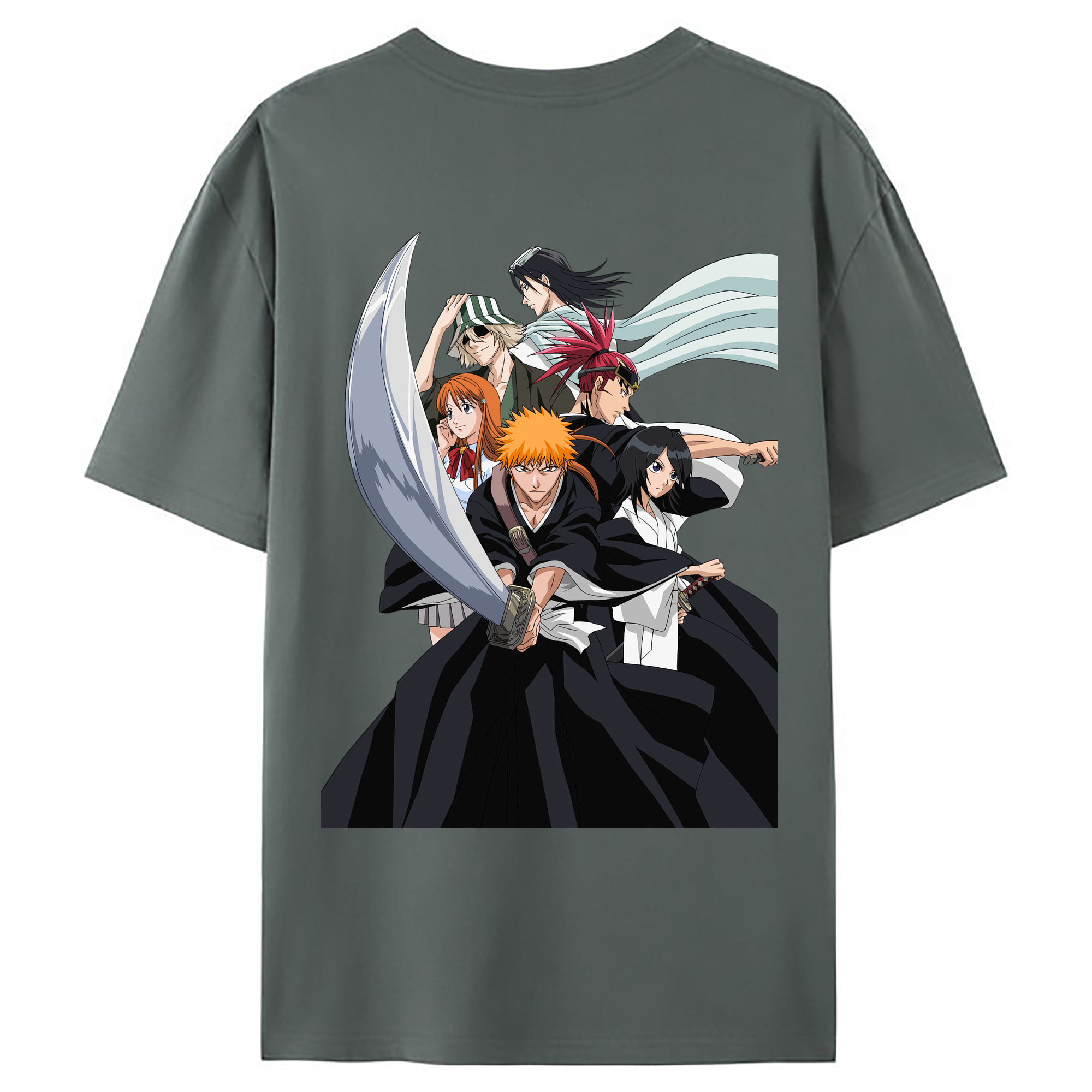 （画像用） ブリーチ 黒崎一護（くろさき いちご）BLEACH Kurosaki Ichigo 綿100％ メンズ半袖Tシャツ（バックプリント） 通気性